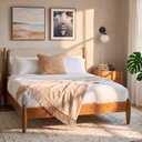 Ver imagem 1 de Cama Queen com Cabeceira Estofada Madeira Maciça Baru CabeCasa MadeiraOriginals Marrom/Cacau