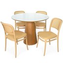 Ver imagem 1 de Conjunto Mesa de Jantar Redonda Quiara 100cm Branco com 4 Cadeiras Roma - Nude