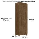 Ver imagem 3 de Armario Multiuso New Iris 2 Portas 181x55 Cm Castanho Wood Moval
