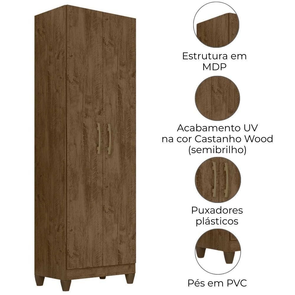 Armario Multiuso New Iris 2 Portas 181x55 Cm Castanho Wood Moval