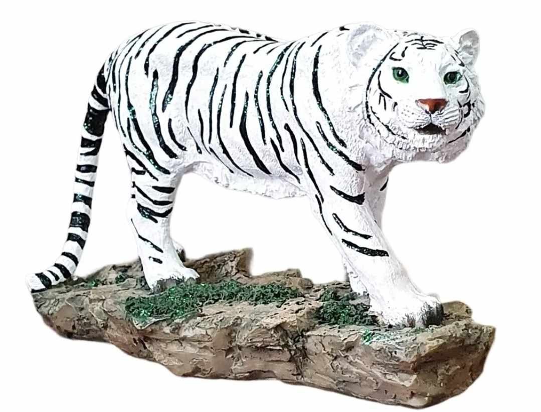 Tigre Branco Estatueta Resina Estátua Decoração Enfeite