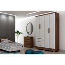 Ver imagem 3 de Guarda Roupa Solteiro 4 Portas e 3 Gavetas C-espelho e Pés Encanto Branco - Novo Horizonte