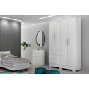 Ver imagem 1 de Guarda Roupa Solteiro 4 Portas e 3 Gavetas C-espelho e Pés Encanto Branco - Novo Horizonte
