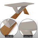 Ver imagem 4 de Mesa de Jantar Yasmin 180cm Tampo Mdf e Vidro Canto Copo Moderna Mobília
