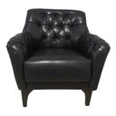 Ver imagem 2 de Kit 2 Poltronas Decorativas com Tachas e Pés de Madeira Tecido Sintético Preto Shaula Larbelle