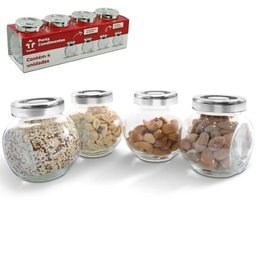 Porta Condimento Vidro 4 Peças com Tampa Cromada - Porta Condimentos Vidro 4 Peças Guardar Temperos - 6