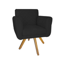 Ver imagem 3 de Conjunto 2 Poltrona Decorativa Com Base Giratória De Madeira Isabella Suede Preto - LM DECOR