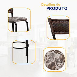 Banqueta para Cozinha Banco Alto Junco Argila Balcão Ilha Bancada Bares Piscina Área Gourmet - 4