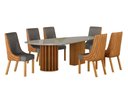 Ver imagem 1 de Conjunto Sala de Jantar Mesa Orgânica 200cm 6 Cadeiras Belle com Tampo Vidro Cinamomo/Sintético Terr