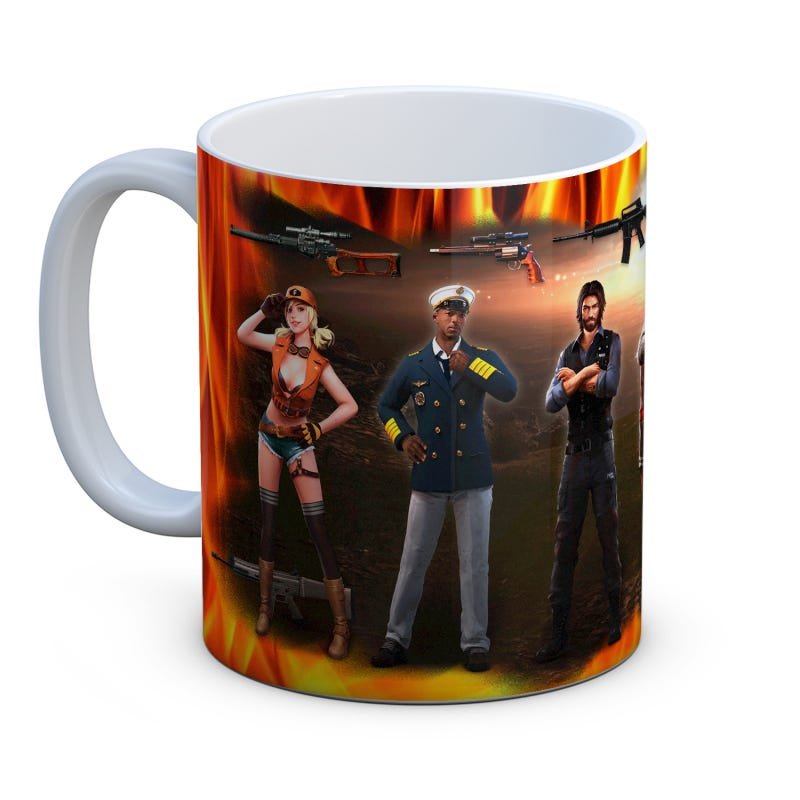 CANECA FREE FIRE COM SEU NOME E APELIDOS