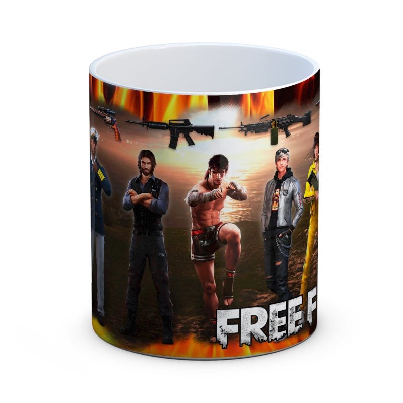 Caneca personalizada free fire com Nome feita em PORCELANA 325Ml