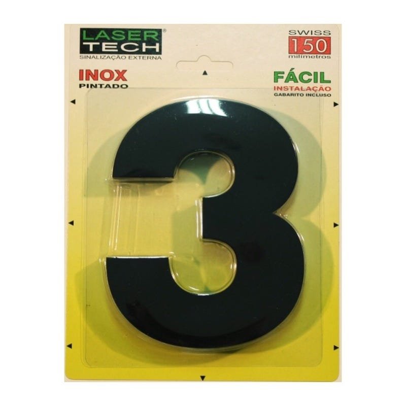 Números Inox Preto - Para Fachadas - 15cm - (Nº 3)