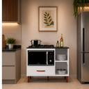 Ver imagem 2 de Balcão Cooktop 5 Bocas com Nicho Micro-ondas Córdoba 1 Gaveta Pés Pvc:branco