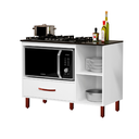 Ver imagem 1 de Balcão Cooktop 5 Bocas com Nicho Micro-ondas Córdoba 1 Gaveta Pés Pvc:branco