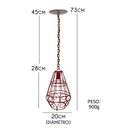 Ver imagem 2 de Pendente Artesanal Luminária para Balcão de Bar e Área Gourmet Cozinha Moderna - Vermelho Claro