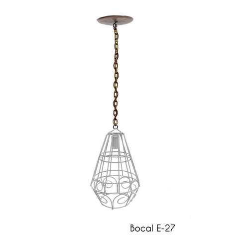 Pendente Artesanal Luminária para Balcão de Bar e Área Gourmet Cozinha Moderna - Branco & Verniz