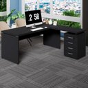Ver imagem 1 de Mesa L Escrivaninha 1,70m Gaveteiro 4 Gavetas Pés Painel F5 Cor:preto
