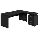 Ver imagem 3 de Mesa L Escrivaninha 1,70m Gaveteiro 4 Gavetas Pés Painel F5 Cor:preto