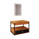 Ver imagem 1 de Gabinete Harley 1 Gaveta Espelho Retangular Led 60cm Bivolt Nature/preto