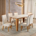 Ver imagem 2 de Conjunto Sala de Jantar 6 Lugares Retangular Tampo de MDF Olinda Cobre/Blonde/Bege - Casa Giulia