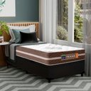 Ver imagem 2 de Cama Box Baú Solteiro Sintético + Colchão Molas Ensacadas Texas Prime Colchões 88cm Preto