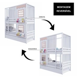 Treliche Casinha 2 Janelas Cortina Madeira Branco-rosa - 2