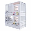 Ver imagem 6 de Treliche Casinha 2 Janelas Cortina Madeira Branco-rosa