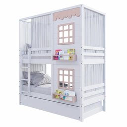 Treliche Casinha 2 Janelas Cortina Madeira Branco-rosa - 6