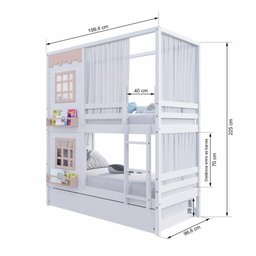 Treliche Casinha 2 Janelas Cortina Madeira Branco-rosa - 4