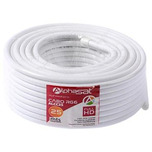 Cabo Rg6 para Receptor Alphasat Alcc25 de 25 M - Branco