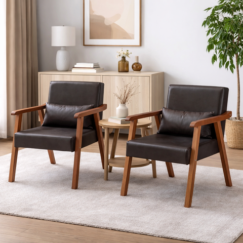 Kit Poltrona Aurora Corino C/ Almofada Decorativa:marrom