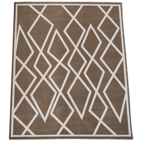 Tapete Mist Brown Geométrico Marrom com Branco para Sala e Quarto 100x150cm