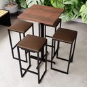 Ver imagem 1 de Conjunto Mesa Alta Bar Bistrô Quadrada Imbuia 4 Bancos Estofado Don Castro Decor