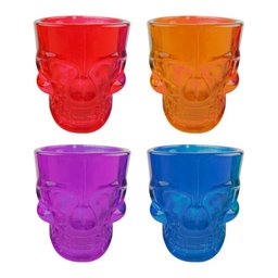 Copo Shot Caveira 42 ml com 4 Coloridos - 4 Copo Shot Caveira 42 ml com 4 Coloridos - 4
