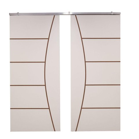 Porta Dupla Branco Prime Frisada Kit Alumínio F09 - 210x120