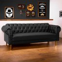 Ver imagem 2 de Sofá Chesterfield 160cm para Barbearia e Recepção Capitonê Corino Preto - Sofa Store:corino Preto