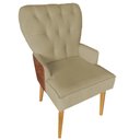 Ver imagem 1 de Cadeira de Jantar Madri Courissimo Nozes com Suede Bege Rosado - Dominic Decor