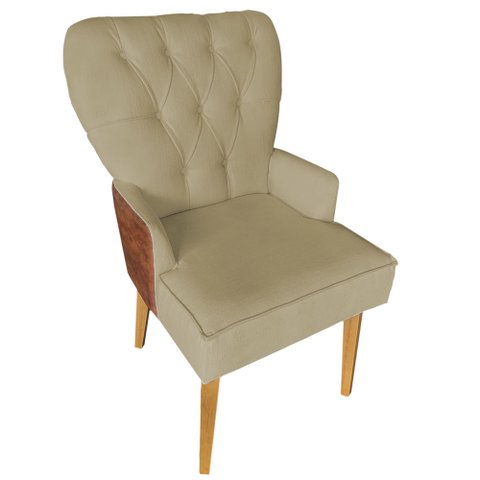 Cadeira de Jantar Madri Courissimo Nozes com Suede Bege Rosado - Dominic Decor