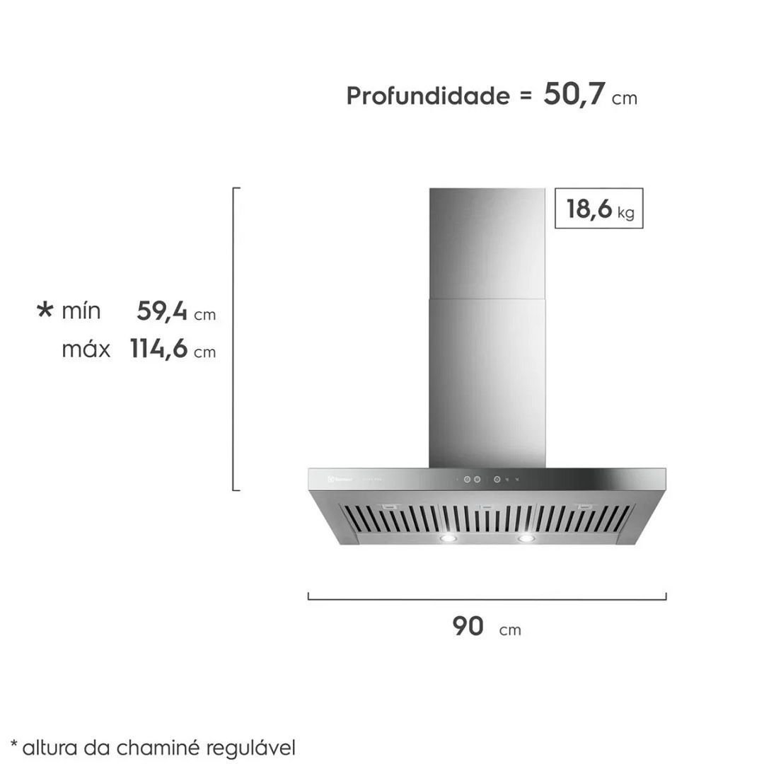 Coifa de Parede 90cm Inox Home Pro Ce9hp | Electrolux:220v - 7