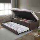 Ver imagem 3 de Bicama Box Baú Solteiro Courino Linho Marrom 88x188 com Colchão Hanover Molas Ensacadas Inducol