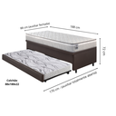 Ver imagem 2 de Bicama Box Baú Solteiro Courino Linho Marrom 88x188 com Colchão Hanover Molas Ensacadas Inducol