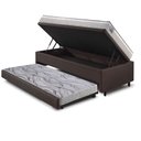 Ver imagem 4 de Bicama Box Baú Solteiro Courino Linho Marrom 88x188 com Colchão Hanover Molas Ensacadas Inducol