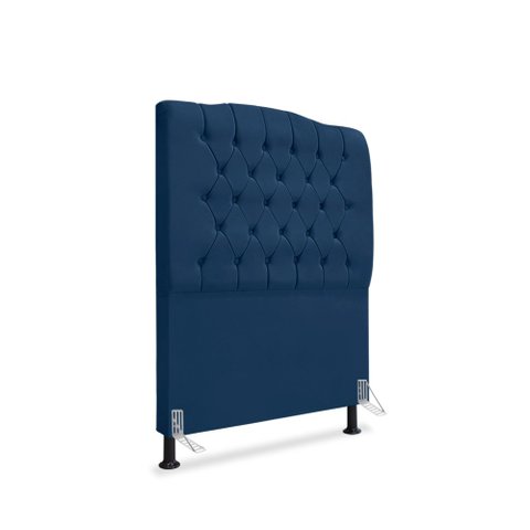 Cabeceira de Cama Box Solteiro 90 Cm Dunas - Veludo Azul Marinho.
