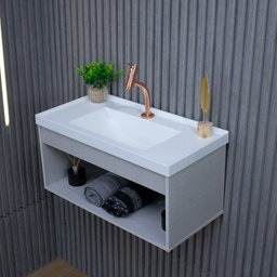 Gabinete Armario para Banheiro 100% MDF com Cuba - Livorno Lineo 60cm - 5