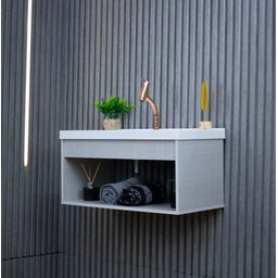 Gabinete Armario para Banheiro 100% MDF com Cuba - Livorno Lineo 60cm - 4