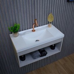 Gabinete Armario para Banheiro 100% MDF com Cuba - Livorno Lineo 60cm - 6