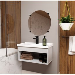 Gabinete Armario para Banheiro 100% MDF com Cuba - Livorno Lineo 60cm - 2