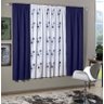 Cortina Para Sala Quarto Estampada Azul 2,00x1,80 Sofia Sultan - Azul/Branco - 1