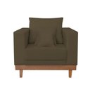 Ver imagem 7 de Kit 2 Poltronas Living + Sofá 3 Lugares Base Madeira Suede Marrom