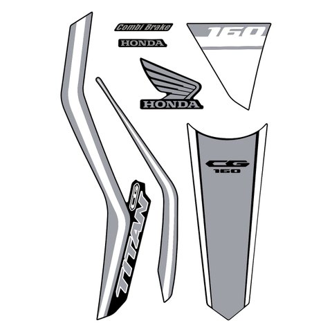 Kit Adesivo Faixa Protetor Cg Titan 160 Cinza Ano 2018 a 2021 Cobra Motoparts